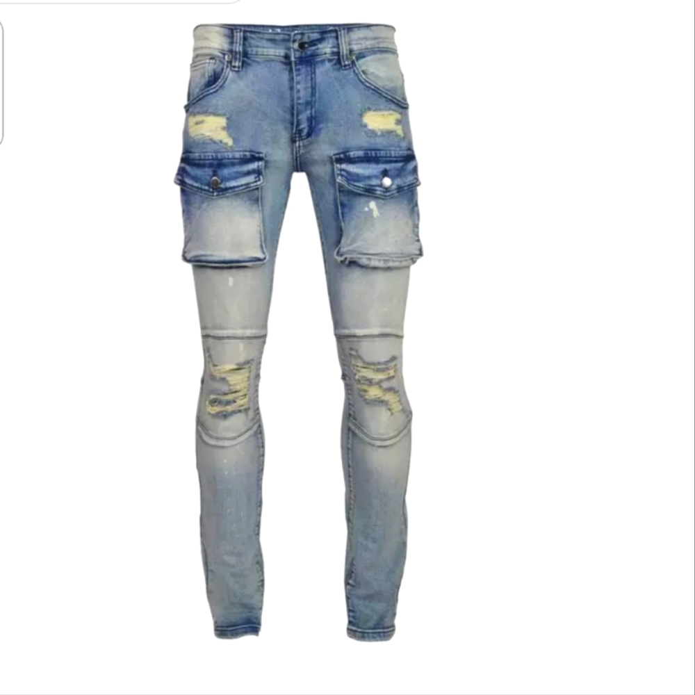 brand new Kilogram medium blue wash denim skinny jeans men's size 34 x 32